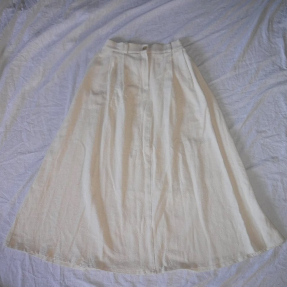 NWT Oak + Fort Cream Textured Thick Cotton Modest Maxi Skirt Small